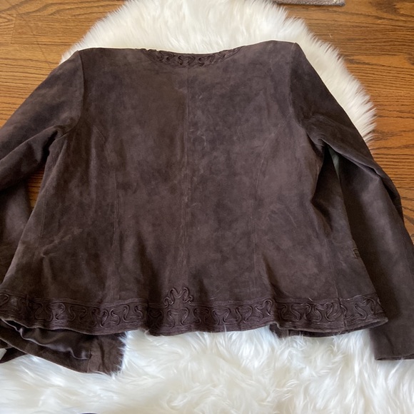 Chico's Chocolate Brown Suede Leather Jacket SZ 1 - Picture 9 of 12